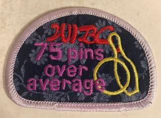 Vintage Wibc 75 Pins Over Average 2” X 3” Bowling Patch,