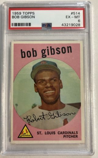 1959 Topps Bob Gibson 514 Baseball Card,  Psa 6