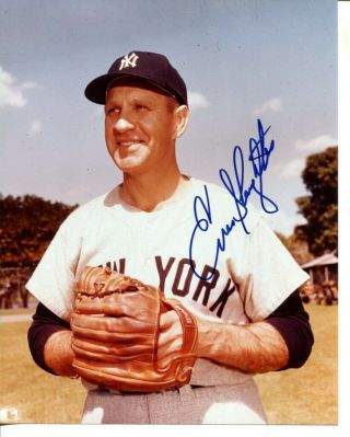 Enos Slaughter Signed Photo 8x10 Autographed Yankees 50114