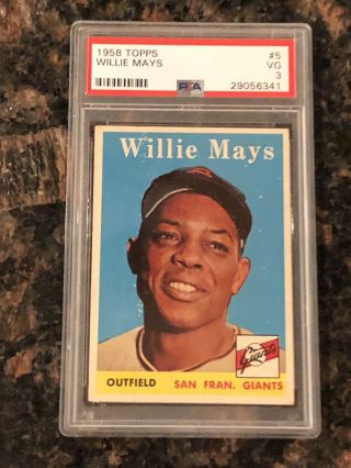 1958 Topps Willie Mays San Francisco Giants 5 Baseball Card Psa 3