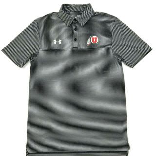 Under Armour Utah Utes Mens Polo Shirt Heat Gear Gray Black Size Small.  B5