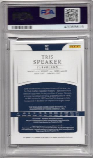 Tris Speaker 2018 National Treasures GAME - BAT RELIC 6/10 - PSA 10 GEM 2