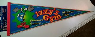 1996 Atlanta Olympics​ Izzy Gym Pennant 30x12 - Vtg Wincraft Nos Usa Atlanta