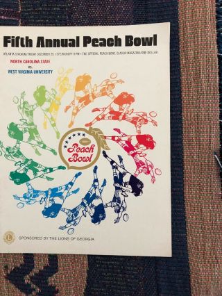 1972 Peach Bowl Game Program Nc State V.  West Virginia