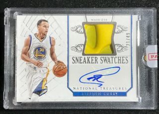 2014 - 15 National Treasures Stephen Curry Auto Sneaker Swatches D 21/49 Warriors