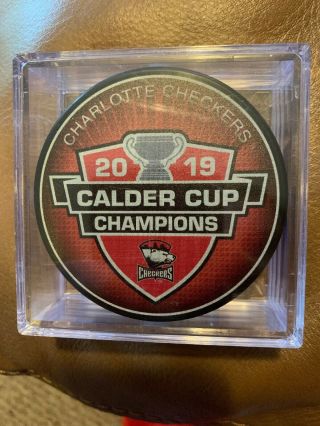 2019 Ahl Calder Cup Champions Charlotte Checkers Souvenir Hockey Puck
