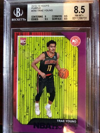 2018 - 19 Hoops Trae Young Rc Purple Bgs 8.  5