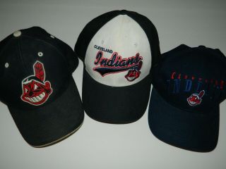 Cleveland Indians 3 Baseball Caps Hats Chief Wahoo Logo Retired Twins Mlb Merch