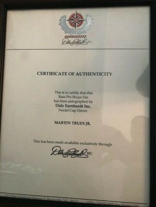 Martin Truex Jr.  Signed Hat W/cert Of Authenticity From Dale Earnhard Inc.
