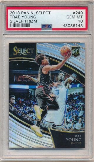 Trae Young 2018/19 Panini Select 249 Rc Rookie Silver Prizms Sp Psa 10 Gem