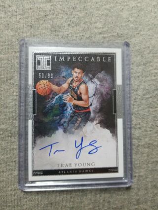 Trae Young 2018 - 19 Panini Impeccable Hawks Rc Rookie Auto /99 Hot