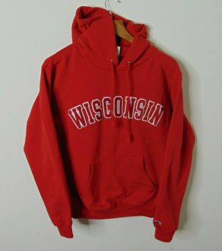 Champion Wisconsin Badgers Women’s Small Hoodie Sweatshirt Big Logo Red Uw