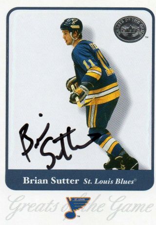 Brian Sutter St.  Louis Blues Autographed Card In Person On 2001/02 Fleer Greats