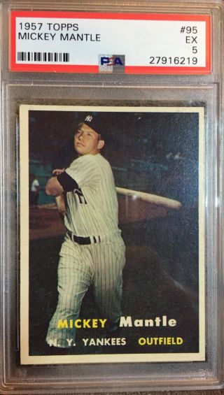 1957 Topps Mickey Mantle York Yankees 95 Baseball Card,  Absolute Stunning