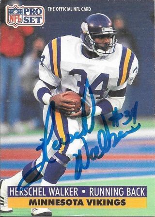 Herschel Walker Signed 1991 Pro Set - Minnesota Vikings - Autograph