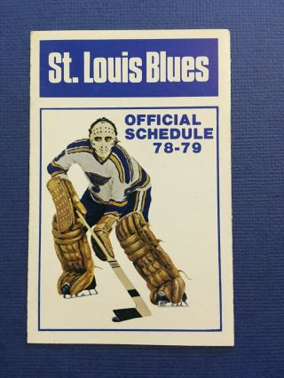 1978 - 79 St.  Louis Blues Hockey Pocket Schedule Nhl Goalie Mask Vintage