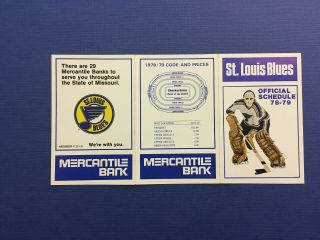 1978 - 79 St.  Louis Blues Hockey Pocket Schedule NHL Goalie Mask Vintage 4