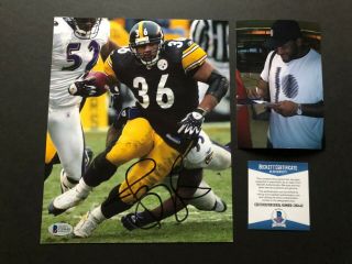 Jerome Bettis Hot Signed Autographed Steelers Hof 8x10 Photo Beckett Bas
