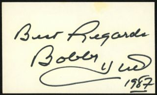 Bobby Hull Autographed Signed 3x5 Index Card Blackhawks " Best Regards " 148044