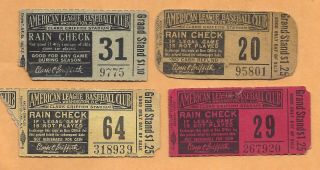 4 - - 1950s American League Baseball Club Clark Griffith Stadium Ticket Stubs