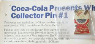 Set of 6 1989 Chicago White Sox Coca - Cola Collector Pins on Card SGA 2