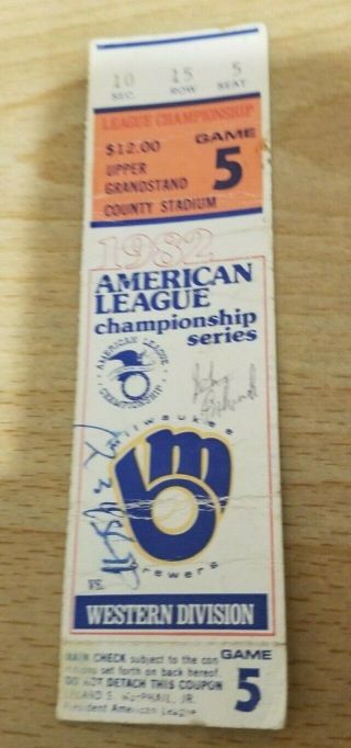 1982 American League Championship Series Game Five Ticket Stub