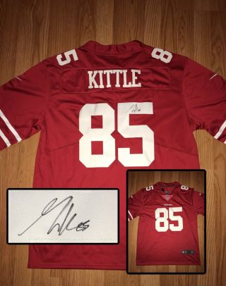 George Kittle Signed / Autographed 49ers Red Custom Jersey Proof