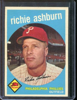 1959 Topps Baseball 300 Richie Ashburn Ex - Mt To