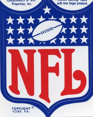 N.  F.  L.  National Football League Vintage Authentic Sticker Stickers Logo Nfl