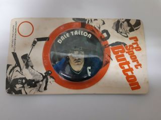 Vintage 1972 Dale Tallon Pro Sport Hockey Button In Packaging