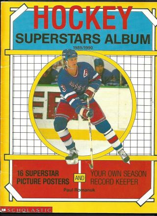 1989 - 90 Hockey Superstars Album,  Scholastic,  16 Mini Posters,  Patrick Cover