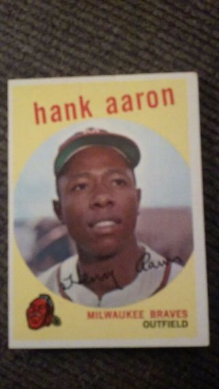1959 Topps Hank Aaron Milwaukee Braves 380 Baseball Card