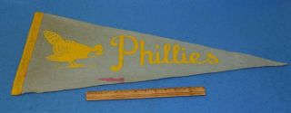Vintage 1940s Philadelphia Phillies Felt Pennant Baseball Blue Jay