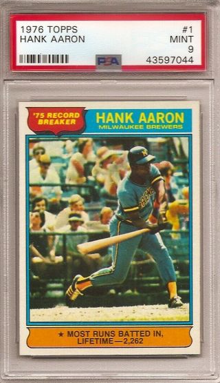 1976 Topps 1 Hank Aaron Record Breaker Psa 9 Brewers