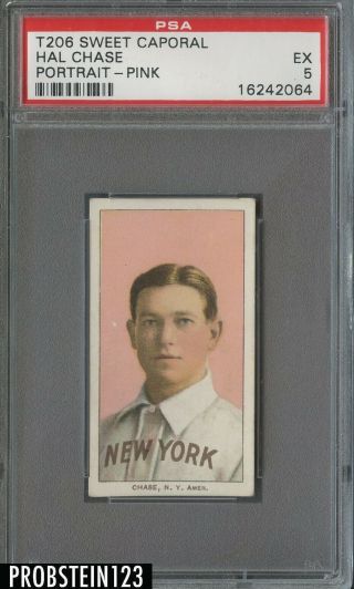 T206 Hal Chase Pink Portrait Sweet Caporal 350 Subjects Psa 5 Ex Centered