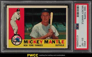 1960 Topps Mickey Mantle 350 Psa 6 Exmt (pwcc)