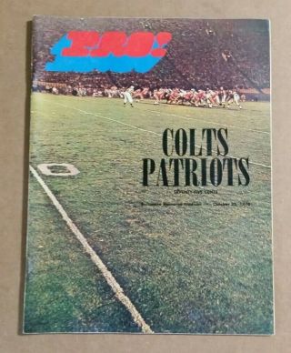 Baltimore Colts Vs England Patriots,  Football Program,  Oct.  25,  1970