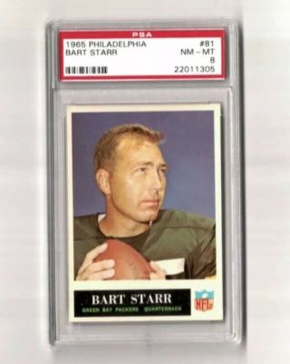 1965 Philadelphia Football 81 Bart Starr Green Bay Packers Hof Psa 8 Nm - Mt