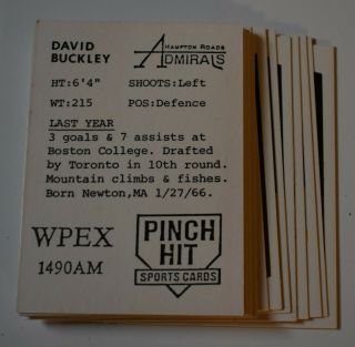 Complete Set of 1999 - 2000 HAMPTON ROADS ADMIRALS Pinch Hit HOCKEY CARDS w/ Auto 2