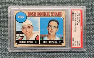 1968 Topps 247 Reds Rookie Stars,  Johnny Bench And Ron Tompkins,  Psa 9 (oc)