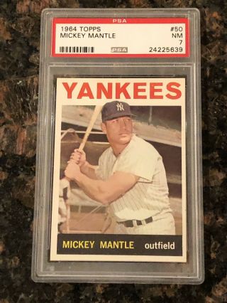 1964 Topps Mickey Mantle York Yankees 50 Baseball Card Psa 7