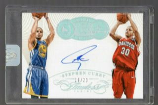 Stephen Curry 2014/15 Panini Flawless On Card Auto 19/20 Now & Then Warriors