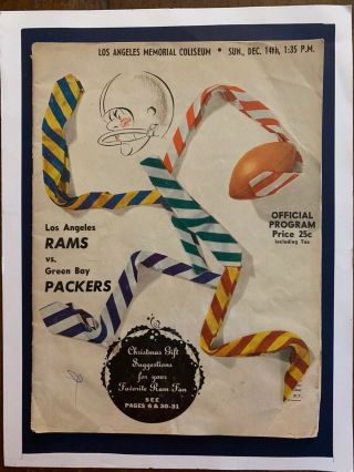 1958 Green Bay Packers Vs La Rams Nfl Football Program/bart Starr/paul Hornung