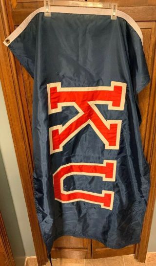 Kansas Jayhawks Ku Embroidered Sewn Logo Nylon Flag 57” X 35” Blue Red White