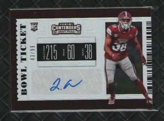 2019 Contenders Johnathan Abram (bowl Ticket) Miss St/raiders S Rc Auto D 43/99