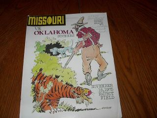 1975 Missouri Mizzou Tigers Vs Oklahoma Sooners Football Program Cover Only