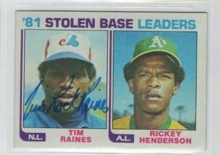 Tim Raines 1982 Topps Leaders Signed Auto Autographed Card Expos