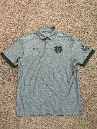 Notre Dame Football Under Armour Team Issued Shamrock Series Polo Shirt Large