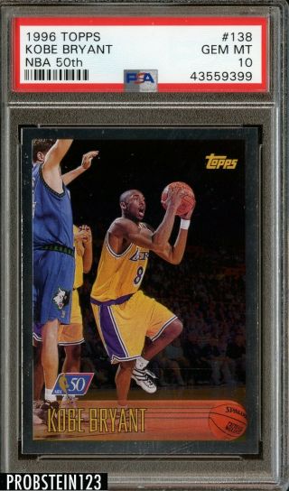 1996 - 97 Topps Nba 50th 138 Kobe Bryant Los Angeles Lakers Rc Rookie Psa 10