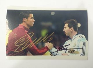 Cristiano Ronaldo And Lionel Messi Hand Signed Authentic Autographed Photo